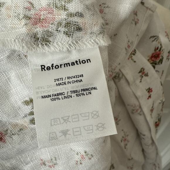 Reformation Lacey Dress Sz 12 White Floral Tie Back Smocked Spring Easter Bridal - Picture 12 of 16